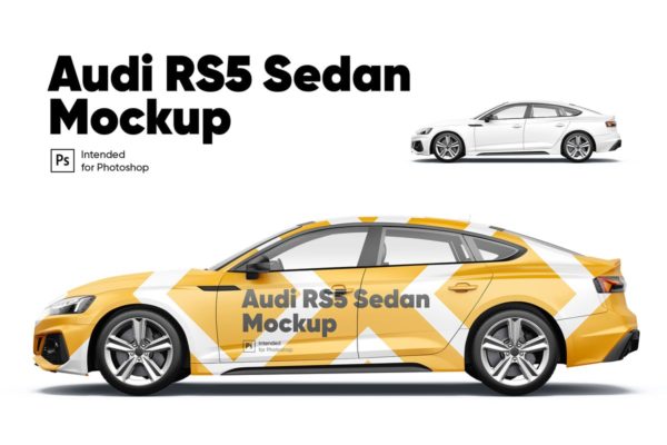 奥迪RS5轿车车身广告设计样机模板 Audi RS5 Sedan Mockup