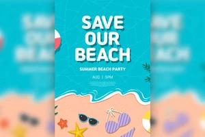 夏季海滩派对度假活动海报设计韩国素材[psd]