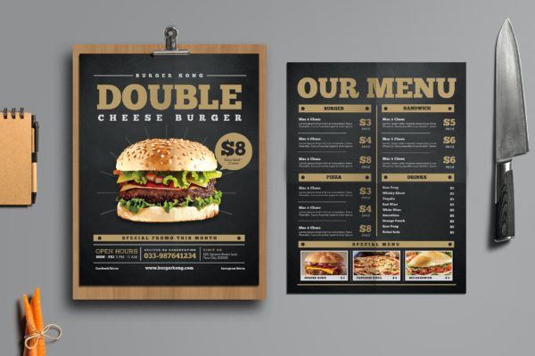 西式快餐菜单版式设计模板 Food Menu Promotion Flyer