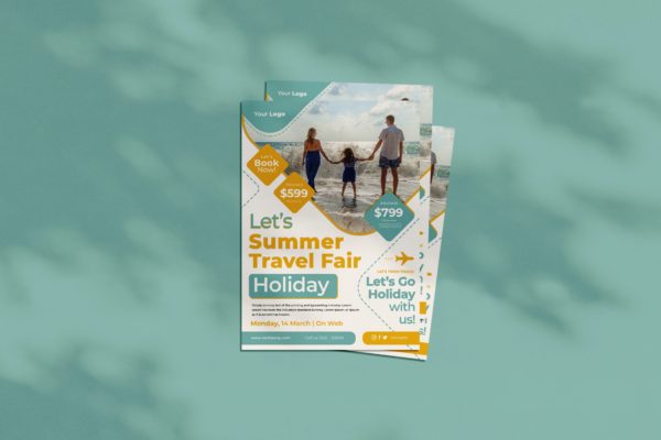 夏季旅行活动传单设计模板 Summer Travel Flyer