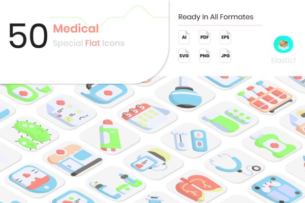 医学主题扁平矢量图标 Medical Flat Icons