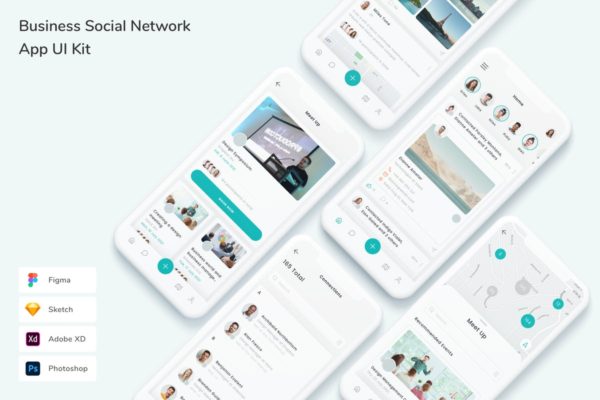 商业社交网络App移动应用UI设计套件 Business Social Network App UI Kit