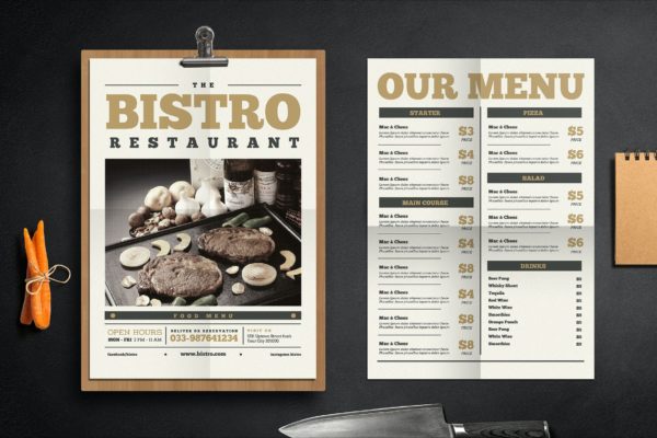 报纸样式创意西餐厅菜单模板 Newspaper Menu