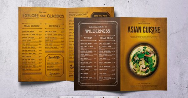 亚洲风格美食餐馆菜单排版设计模板套装 Asian Cuisine Food Menu Bundle