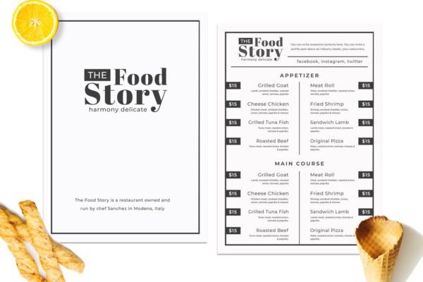 简约风西式餐厅菜单版式设计模板v01 SGM – Food Menu.01