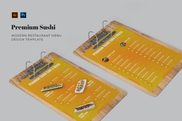 日料寿司餐厅菜单设计素材 Premium Sushi Restaurant Menu