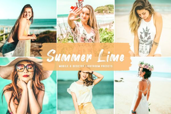 夏季度假时光照片调色滤镜LR预设 Summer Lime Mobile & Desktop Lightroom Presets