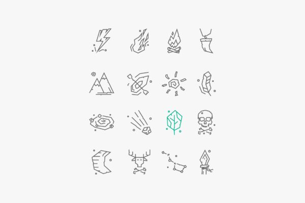 古代生活矢量图标集 set of vector icons of ancient life