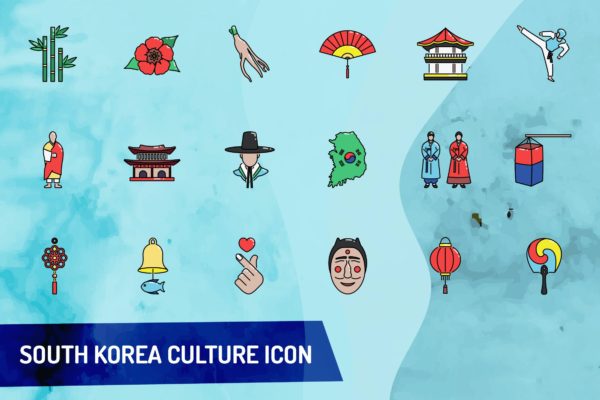 韩国文化矢量图标 South Korea Culture Icon