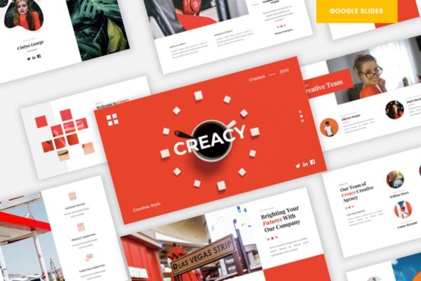 创意商业项目演示谷歌幻灯片模板 Creacy – Creative Business Google Slides Template