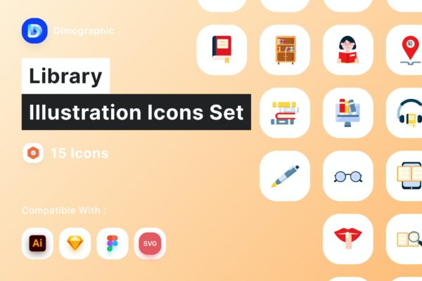 图书馆图标素材包 Library Icon Pack
