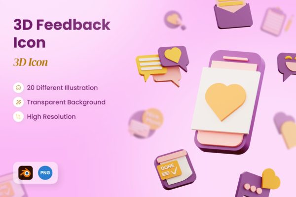 用户反馈3D图标素材 3D Feedback Icon
