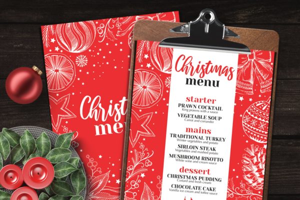 圣诞节主题餐厅菜单设计模板 Christmas Festive Menu