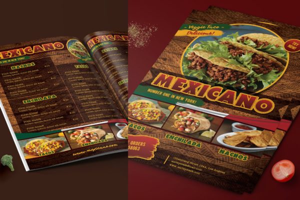墨西哥烤肉馆菜单版式设计模板 Mexican Food Menu