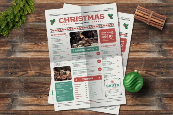 圣诞特别促销菜单设计模板 Special Christmas Menu