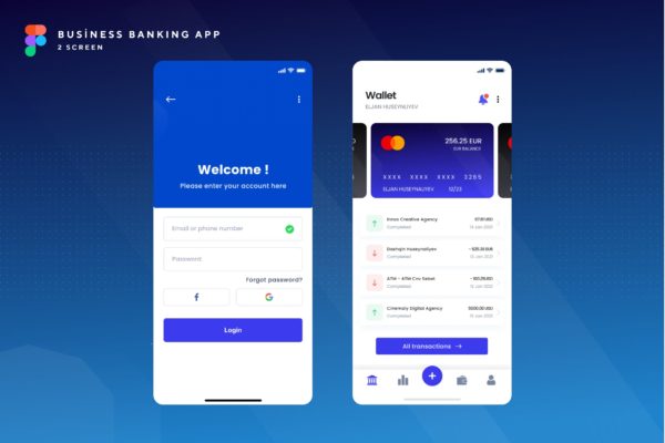 简洁创意商业银行移动APP手机UI模板 BankCorps-Business Banking Mobile App