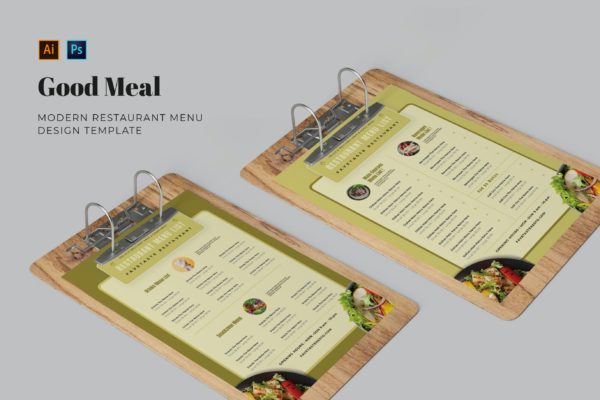 列表式餐厅餐馆菜单设计模板 Good Meal Restaurant Menu