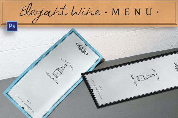西餐厅酒类菜单排版设计模板 Elegant Wine Menu