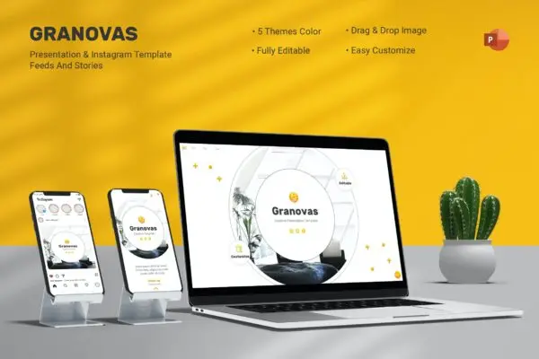 企业办公合作PPT&Instagram模板素材 Granovas – Powerpoint & Instagram Template
