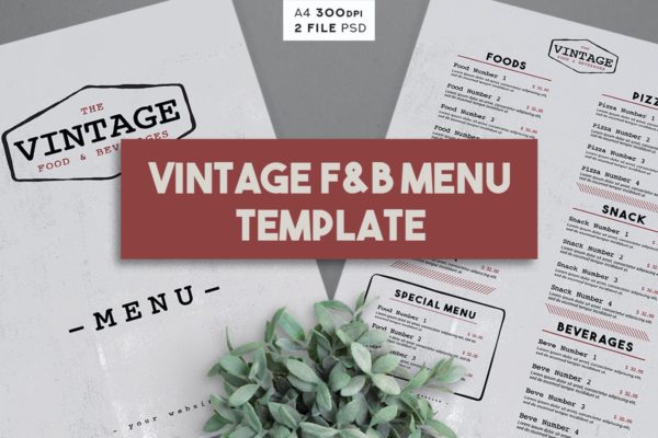 餐厅美食菜单设计素材 Vintage Menu Tempaltes