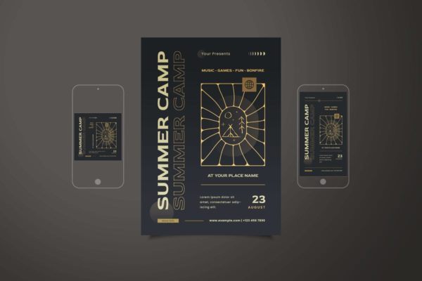 夏令营活动宣传单素材 Summer Camp Flyer Set
