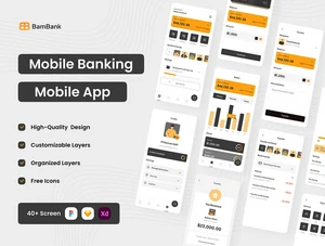 设计森林下午茶：极简主义手机银行App应用程序 UI 套件
