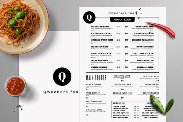 简约风西式餐厅菜单版式设计模板v18 SGM – Food Menu. 18