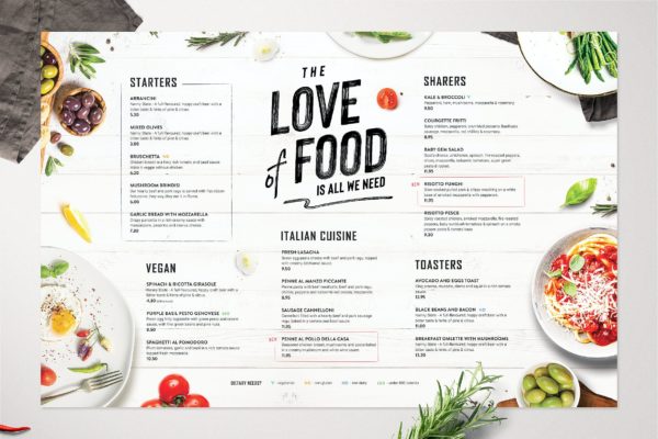多用途经典A3尺寸食物菜单模板 Food Menu