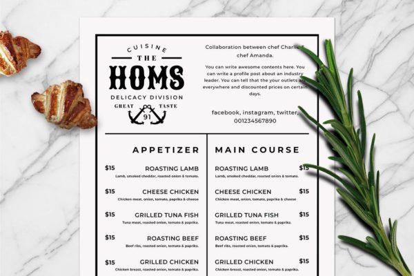 简约风西式餐厅菜单版式设计模板v07 SGM – Food Menu .07