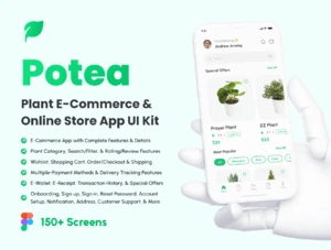 设计森林下午茶：绿植电子商务和在线商店App应用程序 UI 套件
