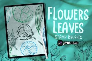 花卉叶子印章Procreate笔刷素材 Flower & Leaves Brush Stamp Procreate