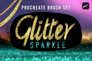 金色闪光元素Procreate笔刷素材 Glitter Sparkle Procreate Brushes