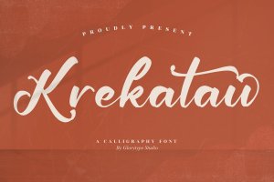连写书法艺术字体素材 Krekatau Calligraphy Font