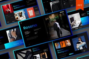 商务简约风个人介绍PPT演示文稿模板 Rosena – Business PowerPoint Template