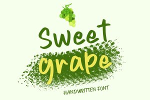 绿色产品包装手写字体素材 Sweet Grape