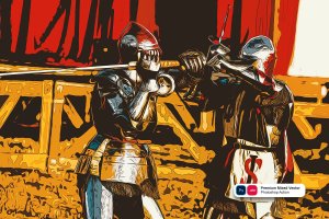 高级混合矢量油画效果照片处理PS动作 Premium Mixed Vector Photoshop Action