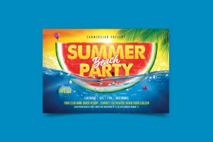 夏季派对/海滩派对宣传单素材 Summer Party  / Beach Party Flyer