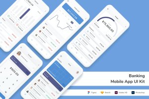电子钱包银行主题手机App UI界面设计套件 Banking Mobile App UI Kit