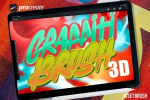 3D涂鸦制作Procreate笔刷素材 Graffiti Procreate 3d Brush