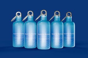 金属运动饮水瓶包装设计样机psd模板 Sports Bottle Mockup