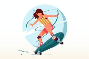 滑板运动矢量插画素材 Skateboarding illustration