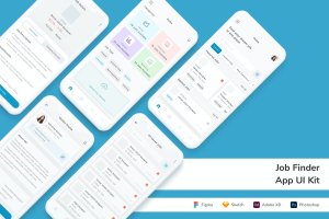 求职应聘类手机App UI界面设计套件 Job Finder App UI Kit