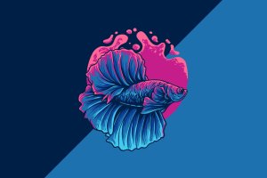 贝塔鱼艺术插画服装图案矢量素材v1 betta fish illustration