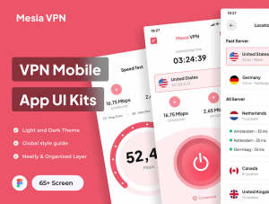 设计森林下午茶：VPN 移动应用程序 UI 套件