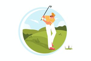 高尔夫运动矢量插画素材 Golf illustration