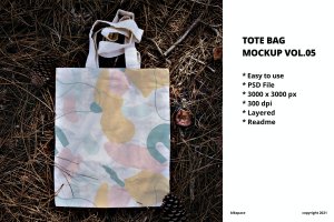 手提袋/布袋设计样机模板v5 Tote Bag Mockup Vol.05