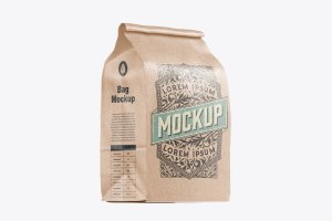 食品牛皮纸袋包装设计样机模板 Food Paper Bag Mockup
