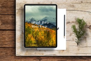iPad Pro平板电脑和纸张样机模板 Tablet & Paper Mockup