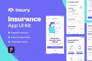 保险业务App移动应用程序UI套件 Insury – Insurance Mobile App UI Kit