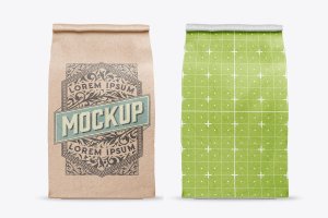 牛皮纸食品外卖袋包装设计样机psd模板 Kraft Bag Mockup